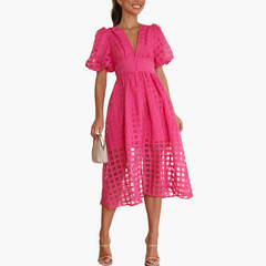 Amber | Elegantes Sommer-Midikleid in Rosa