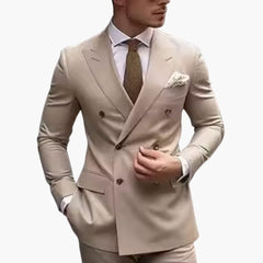 Zweiteiliger Herrenanzug mit zweireihigem Sakko und Spitzfacon in Khaki