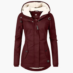 Gefütterte Winterjacke mit Kapuze für Herren in Rot