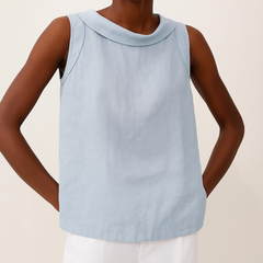 Serenity | Rollkragen Ärmellos Top in Blau