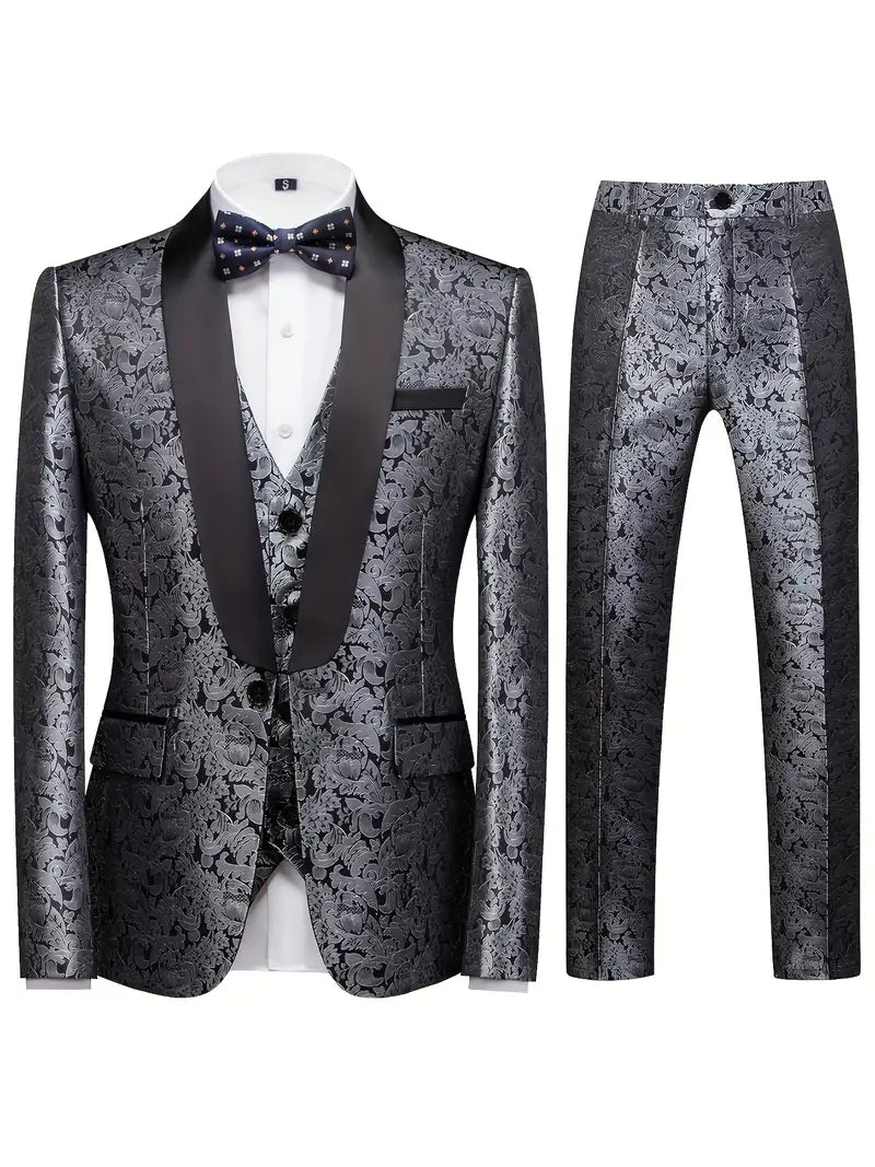 Herren Modisches 3-Dreiteiler Set | Hochzeitsgast Anzug