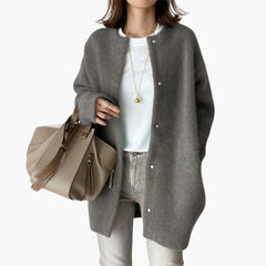 Wollmantel mit Gürtel für Damen in Grau