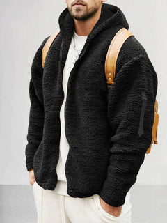 Kapuzenjacke aus Thermofleece - DAVIS in Schwarz