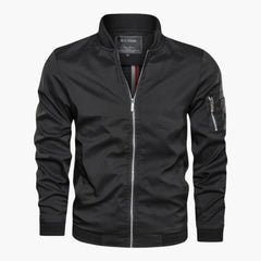 Herren jacke mit Frontreißverschluss und Ärmeltasche in Schwarz