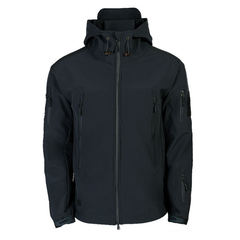 Herren Funktionsjacke mit Kapuze | Outdoor Reißverschluss in Schwarz