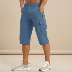 Cedrik - Dehnbare Cargo-Shorts in Blau