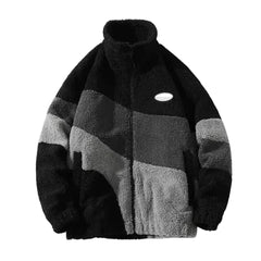Winter Kunst pelz Fleecejacke Streetwear in Schwarz