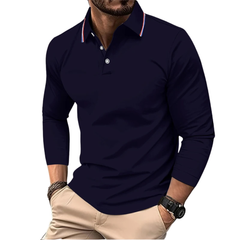 Rafael | Premium Polo Herren stilvoll mit kontrastierendem Kragen in Marineblau