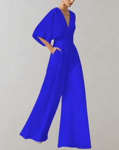 Melanie | Lässiger Jumpsuit mit weiten Beinen in Blau