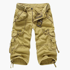 Herren Cargoshorts mit Taschen und verstellbarem Bund für Sommer in Gelb