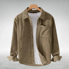 LOTHAR - CORDHEMD MIT FRONTKNÖPFEN in Beige