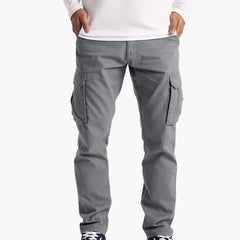 Herren Sommer Cargohose mit Taschen und verstellbarem Bund in Hellgrau