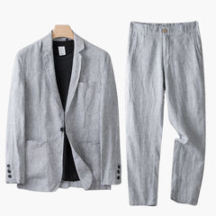 Herren Anzugset mit Blazer und Hose für Frühling Sommer in Grau