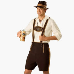 Besticktes Lederhosen Set für Herren - Oktoberfest 2025 in Dunkelbraun