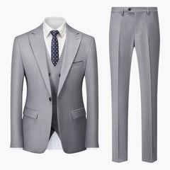 Eleganter Slim Fit Anzug - Herren 3-teilig für Business in Grau