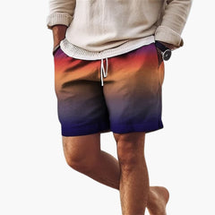 Herren Sommer Shorts mit Kordelzug und Farbverlauf in Gelb