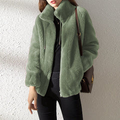 Damen Winterjacke mit Reißverschluss in Grün