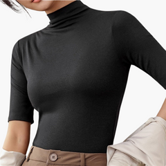 Edith | Damen Seamless Rollkragen-Top in Schwarz