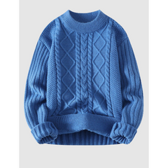 Lonnie - Strickpullover - Zopfmuster in Blau
