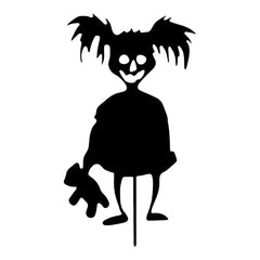 SpookyCharm Personalisierbares Halloween‑Gartenschild mit Figuren – Dekoration für Außenbereiche in Schwarz