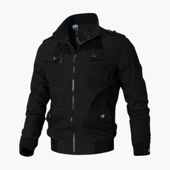 Herren Bomberjacke mit Reißverschluss und geripptem Saum in Schwarz