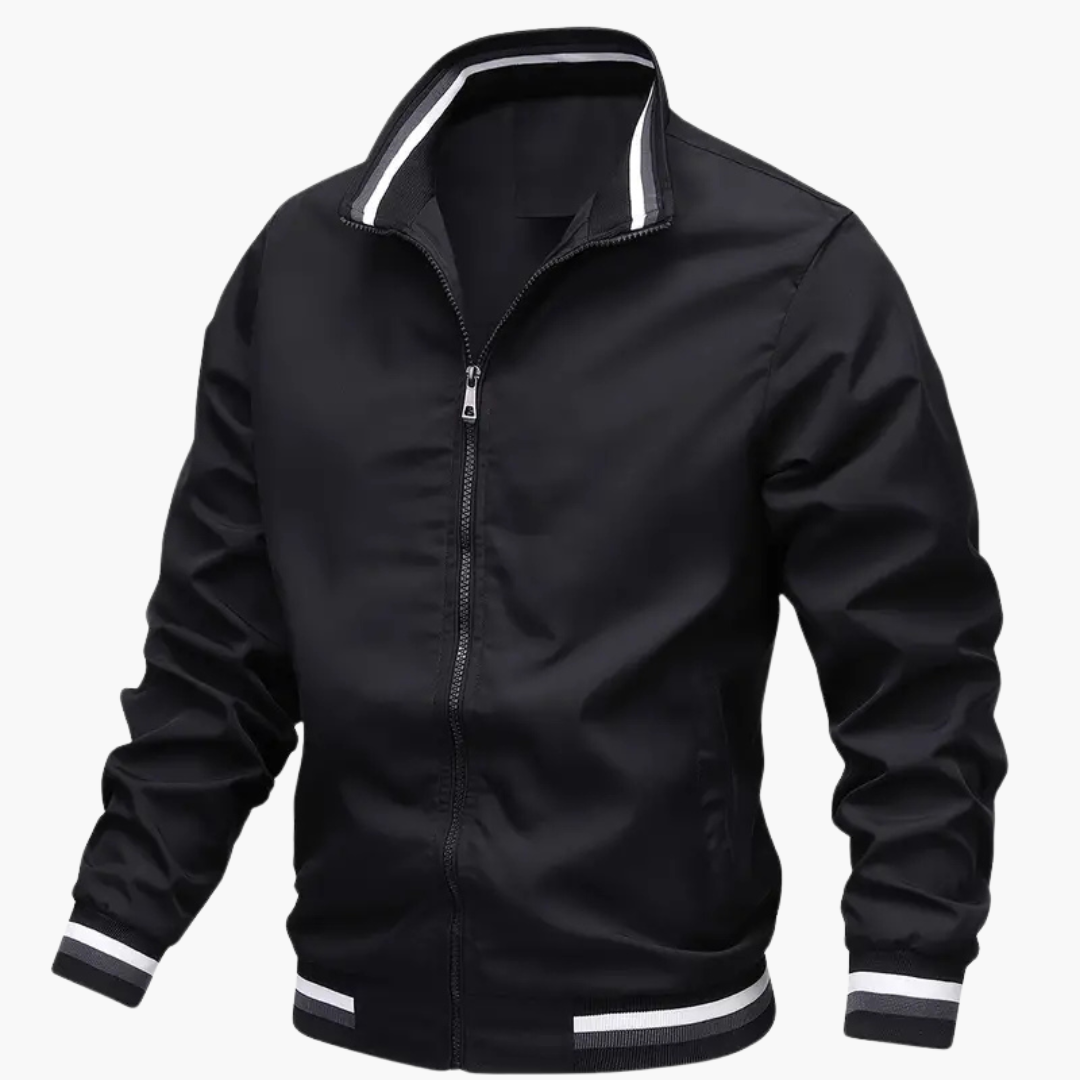 Herrenjacke mit Rippdetails und Frontreißverschluss