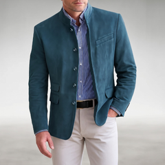 Cannes | Herren Elegante Strukturierte Jacke – Strukturierter Blazer Herren in Petrolblau