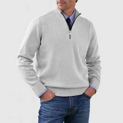 Pullover Herren Half Zip Modern | Warm Komfort Freizeit in Weiß