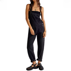 Shaira – Lockerer Jeans-Overall in Schwarz