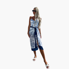 Badeanzug-Set - für Damen mit Pareo und verstellbaren Trägern in Blau