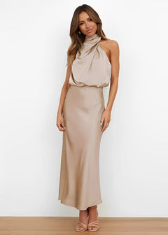 Marley - Elegantes Abendkleid aus Satin für Damen in Aprikose