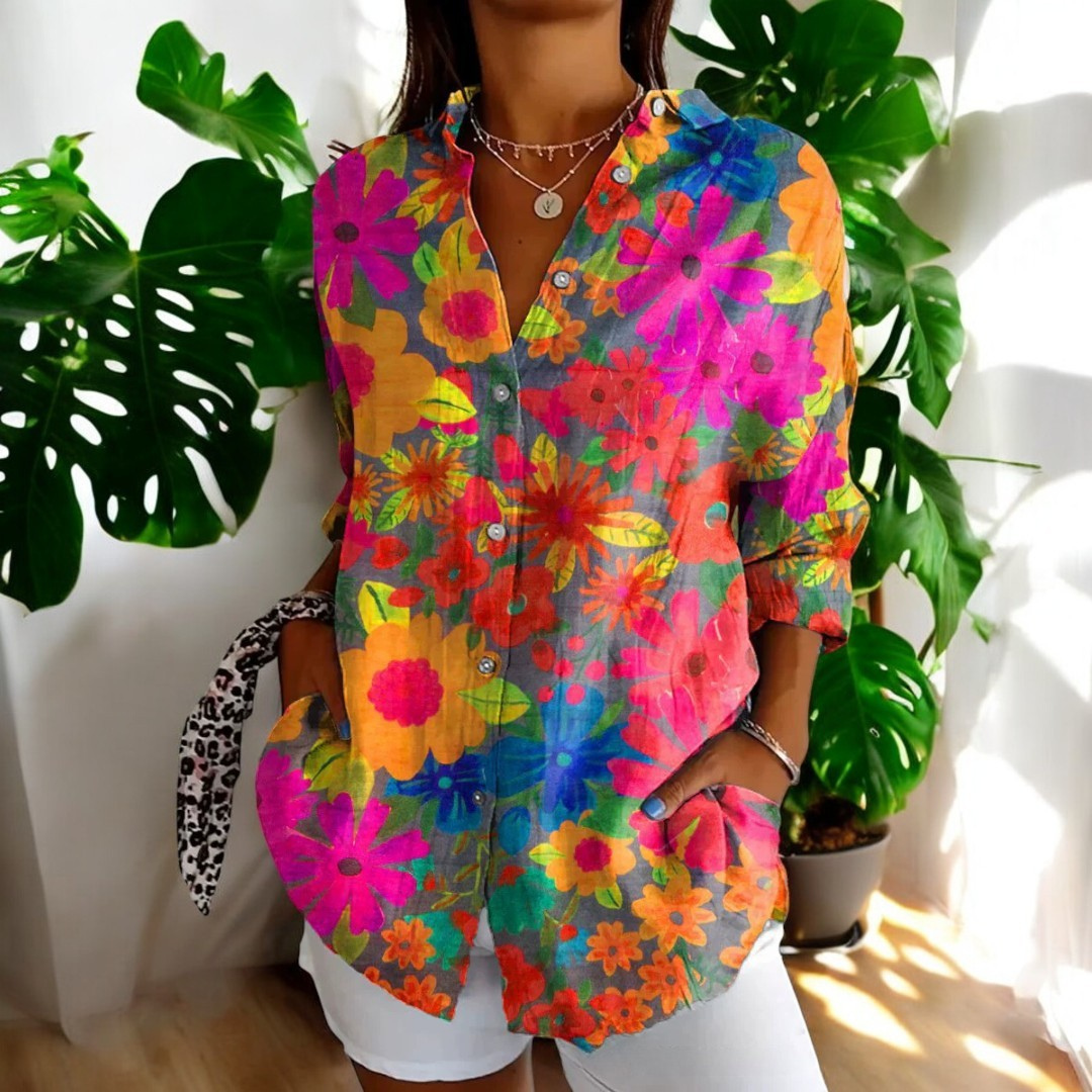 Yvonne®️™ | Vintage-Bluse mit Blumendruck