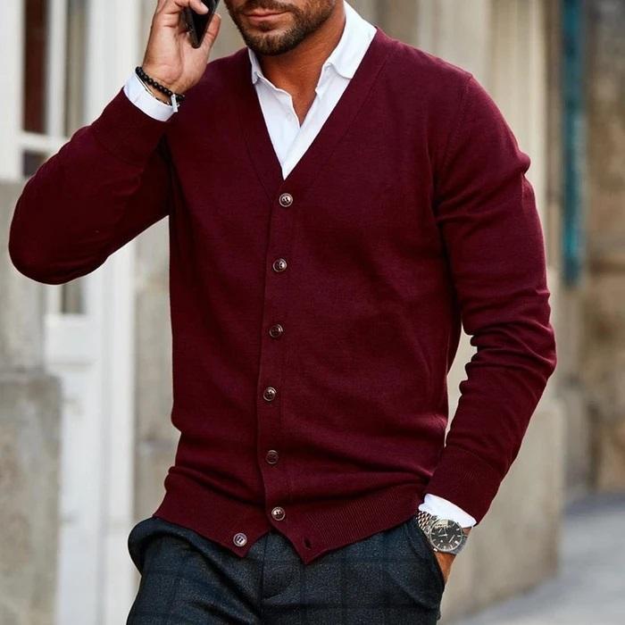 Lässige Strickjacke mit Knöpfen für Männer
