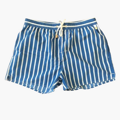 Gestreifte Herren-Badeshorts - mit Tunnelzug und Seitentaschen in Blau