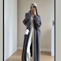 Yassi – Lange Strickjacke aus Kaschmir in Gray