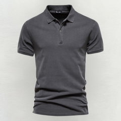 Stilvolles Herren-Poloshirt kurzarm mit Knopfleiste in Grau