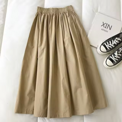 Martina – Weiter Rock mit hoher Taille in Khaki