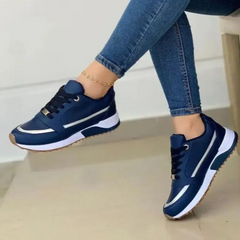 Sportliche Keil-Sneaker mit Schnürung für Damen in Blau