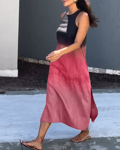 Anette | Ärmelloses degradées Kleid mit rundem Ausschnitt