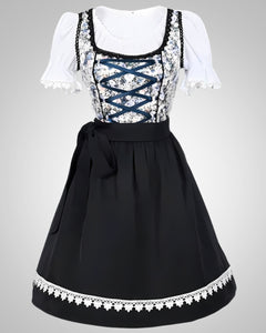 Elisa | Damen Klassisches Blumig Dirndl Midikleid in Schwarz