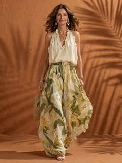 Solange | Halter Neck Bluse Floral Weite Hose Set in Floral