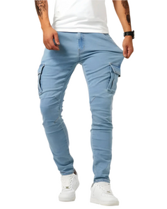 Marino Cargo Stretch Pants in Blue