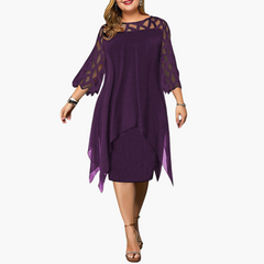 Leichtes Damen Abendkleid - mit ausgeschnittenen Ärmeln Midikleid in Lila