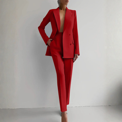 Elke | Damen Zweiteiler Blazer Hosen Set in Rot