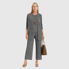 Kirsten | Damen Minimalistisches Dreiteiliges Lounge Set in Grau
