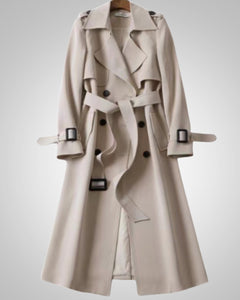 Sandra | Damen Klassischer Bindegürtel Trenchcoat in Beige