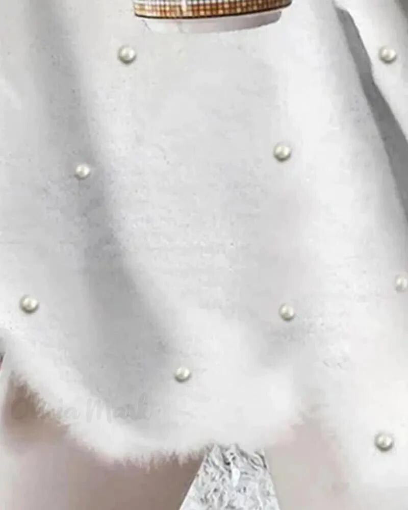 Flauschiger Pullover mit V-Ausschnitt für Frauen
