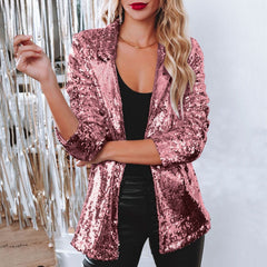 Deitra - Eleganter Blazer-Anzug mit funkelnden Pailletten in Rosenrot