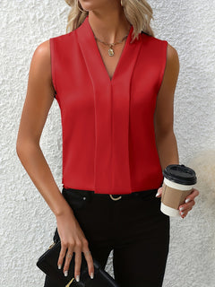 Annabel™ | Ärmellose Bluse mit V-Ausschnitt in Rot