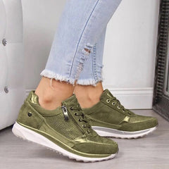 Raina - Schnür-Sneaker mit seitlichem Reißverschluss und lässiger Passform in Grün